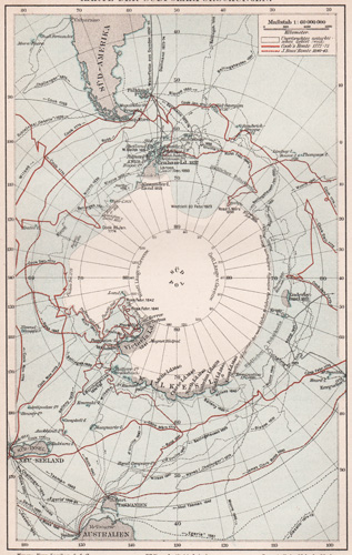 Karte der Suedpolarforschungen 1900